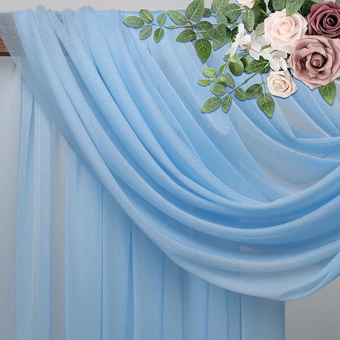 Wedding Arch Draping Fabric 4 Panels 28.7" x 20FT Dusty Blue Sheer Chiffon - Image 4