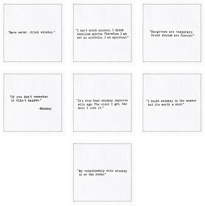 FIVE STAR NAPKINS Whiskey Quotes Cotton Cocktail Napkins, Beverage Napkin - Image 4