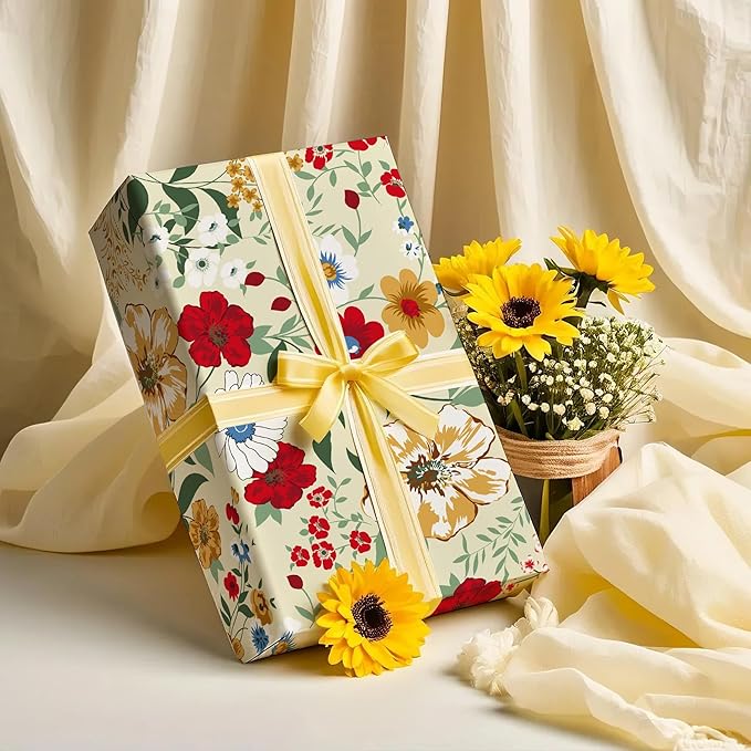 WRAPAHOLIC Floral Wrapping Paper Roll - Image 5