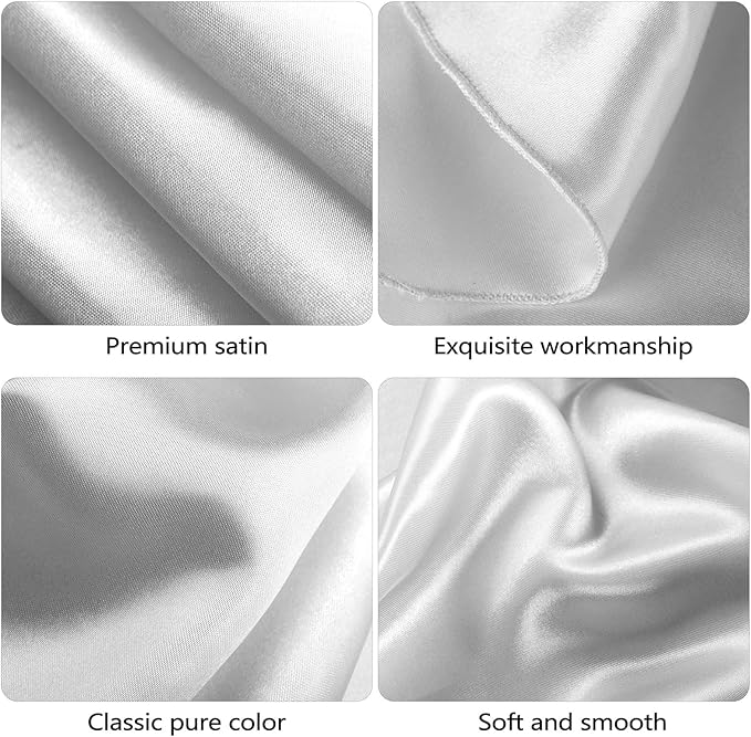 Ruisita 120 Inches Round Satin Tablecloths Silver Overlay Round Satin Table - Image 3