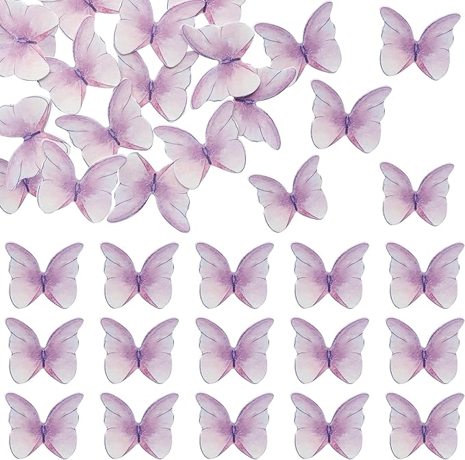 Ephlyn 48Pcs Edible Butterfly Cupcake Toppers Cute 3D Butterfly Cake Picks - Image 3