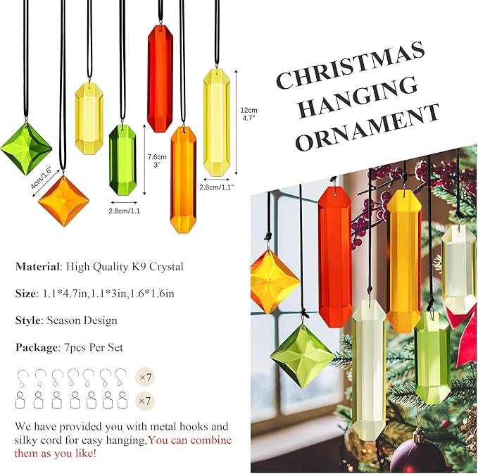Set of 7 Colorful Crystal Ornaments - Image 2