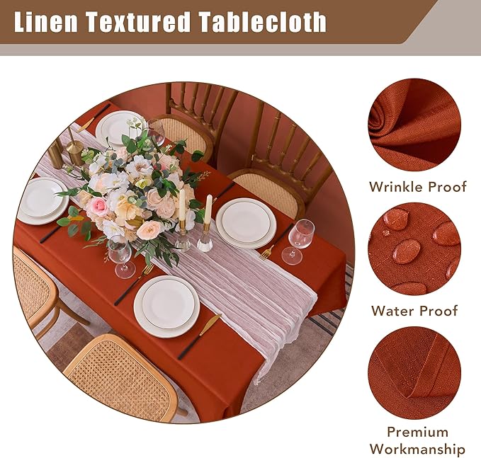 Fitable Faux Linen Rectangle Tablecloths 60 x 120 Inch - Image 4