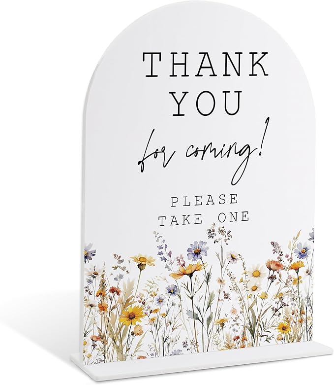 Wedding Signs for Ceremony and Reception, Boho Floral Acrylic Thank You for by Unknown