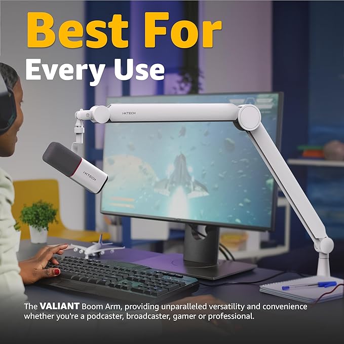 IXTECH Mic Arm White Premium Boom Arm 360° Rotatable Microphone Arm Stand - Image 5