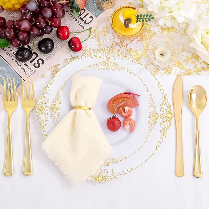300 Pieces Gold Plastic Silverware - Image 4