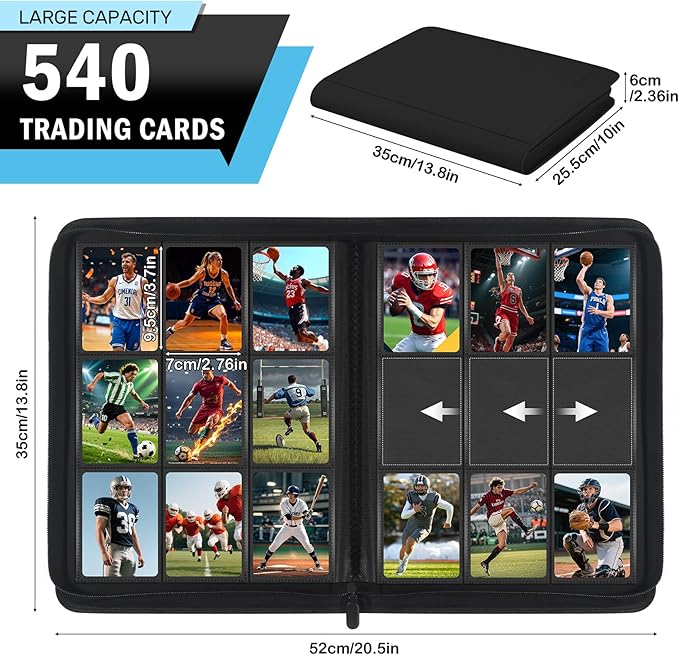 Trading Card Binder 9 Pocket, Zofly Zipper Card Collection Binder Album - Image 2