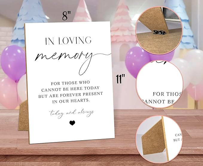 Wedding Memorial Sign, 8x11 White Minimalist Style Memorial Table Sign - Image 2