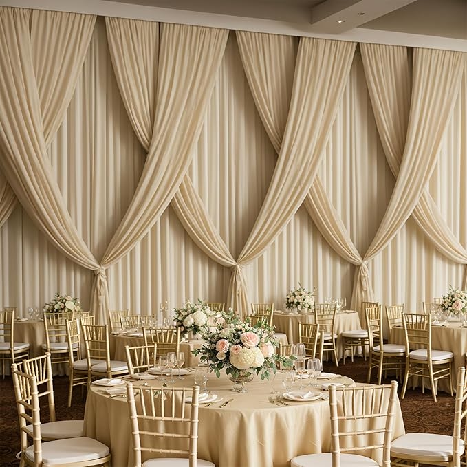 PartyVillage 50ft×15ft Beige Backdrop Curtain - Image 3