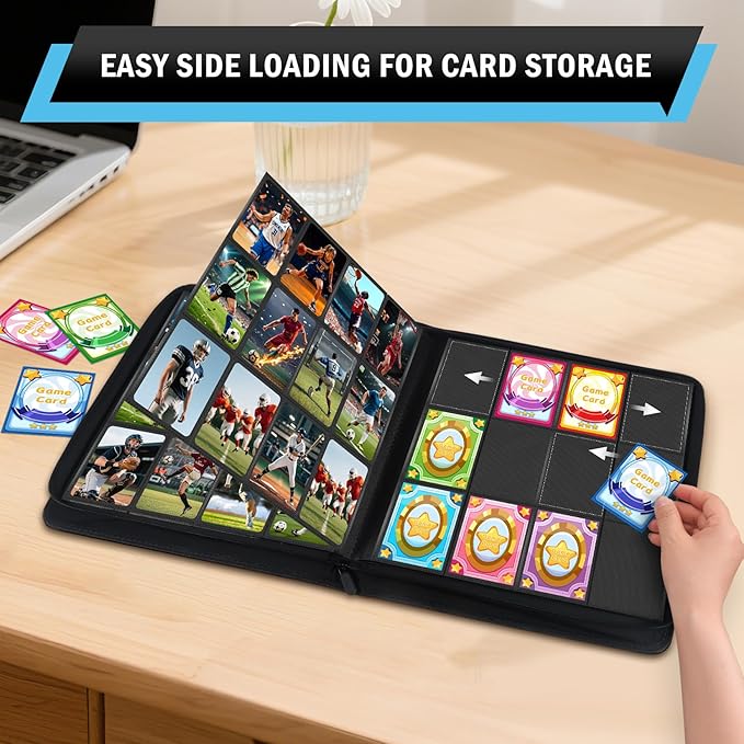 Trading Card Binder 12 Pocket, Zipper Binder Card Album Holds 720 Cards - Image 3