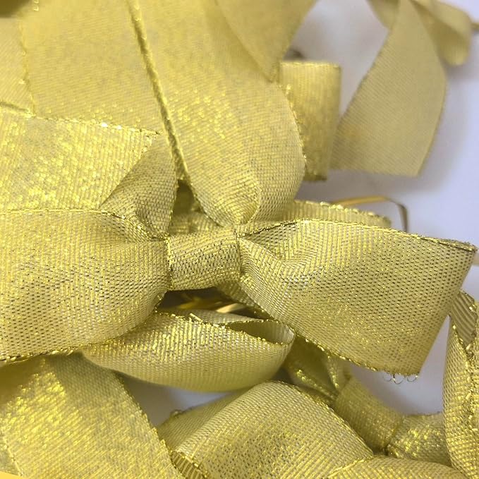 50pcs 3-1/2" Metallic Gold Satin Ribbon Bows - Image 6
