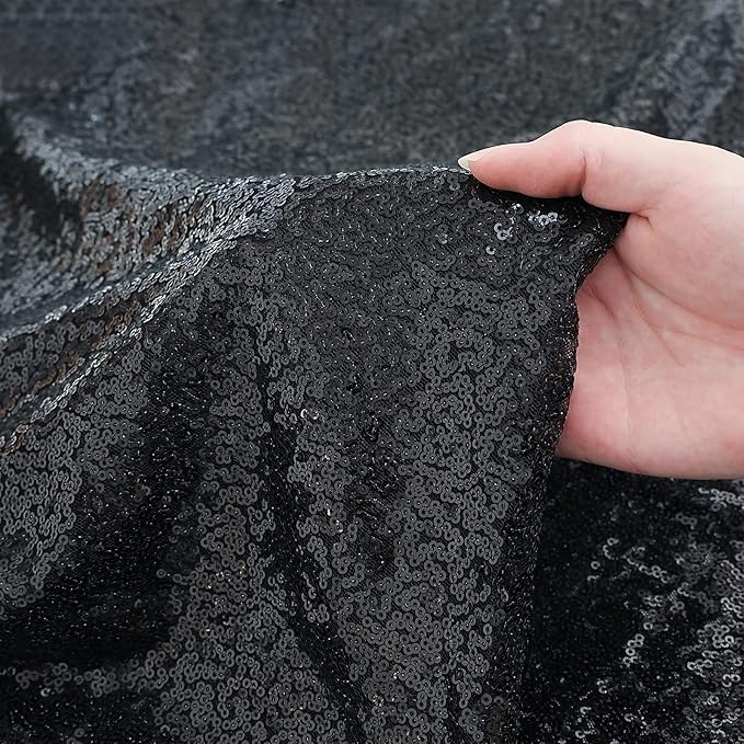 Sugargirl Halloween Black Sequin Backdrop Curtain 4 Panels 2FTx8FT Glitter - Image 5