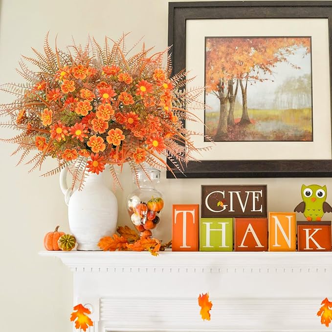 16 Pcs Fake Fall Flowers Outdoor Fall Artificial Flower Arrangements Faux Fall - Image 9
