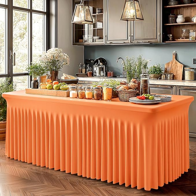 Wish Care 6 Pack Orange Spandex Table Clothes - Image 7