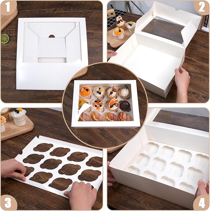 VGOODALL 3PCS White Cupcake Container - Image 6