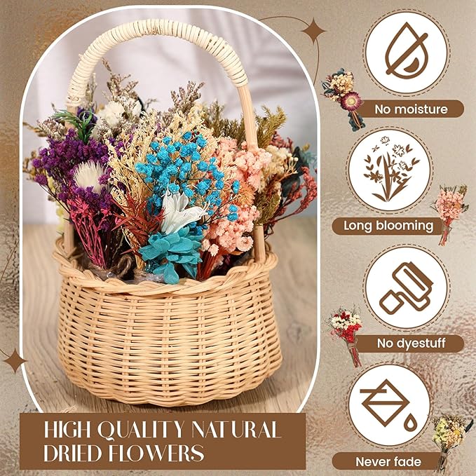 Layhit 12 Pack Boho Dried Flower Bouquet Mini Wedding Handmade Dry Flowers Decor - Image 4