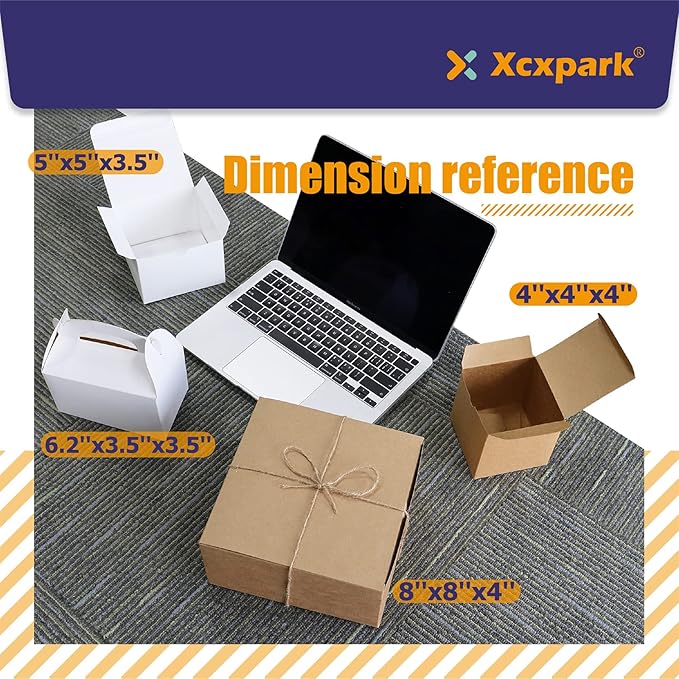 Xxcxpark 16 PCS White Gift Boxes 8x8x4 Inches, Decorative Party Favor Kraft - Image 3