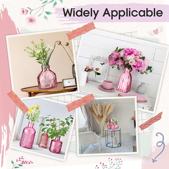 Yaomiao 30 Pcs Vases Bulk Colored Flower Glass Vases Bud Vintage Colored Glass - Image 3
