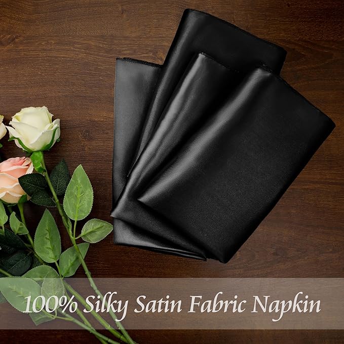 Manyshofu 60 Pieces Black Satin Napkins - Image 3