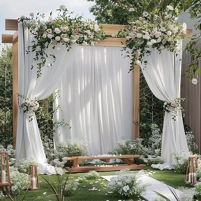 White Backdrop Curtains Wedding Background Drapes White Drapes - Image 3