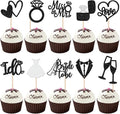 30 PCS Bride to Be Cupcake Toppers Glitter Miss to Mrs I Do Love Heart Ring by ZHUOWEISM
