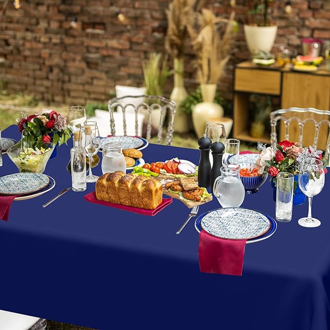 4 PCS Navy Plastic Tablecloths for Rectangle and Round Tables, Baptism - Image 7