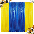 ShinyBeauty Sequin Backdrop Yellow and Royal Blue Backdrop Set of 4, 2FTx8FT by ShinyBeauty