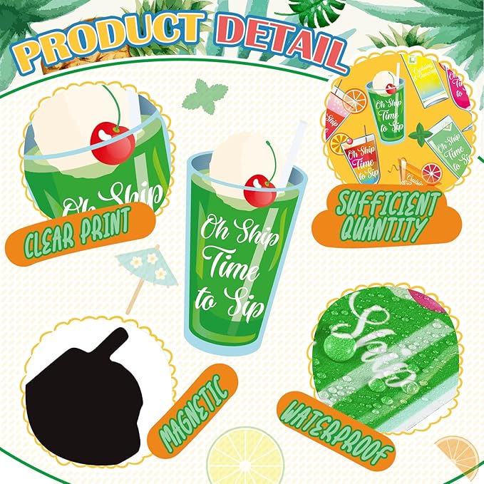 Xuhal 25 Pieces Tropical Drink Cruise Door Decorations Funny Magnetic Cruise - Image 4