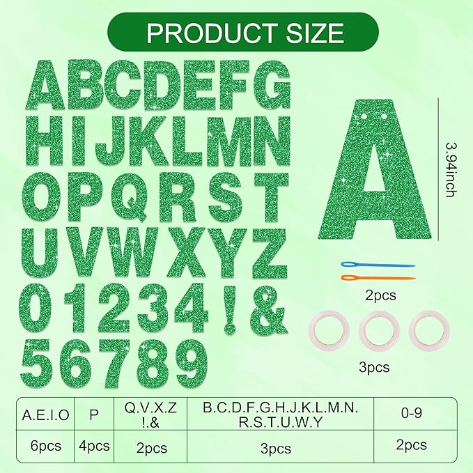 BEISHIDA 116 PCS A-Z Glitter Green DIY Letter Banner Kit Make Your Own - Image 2
