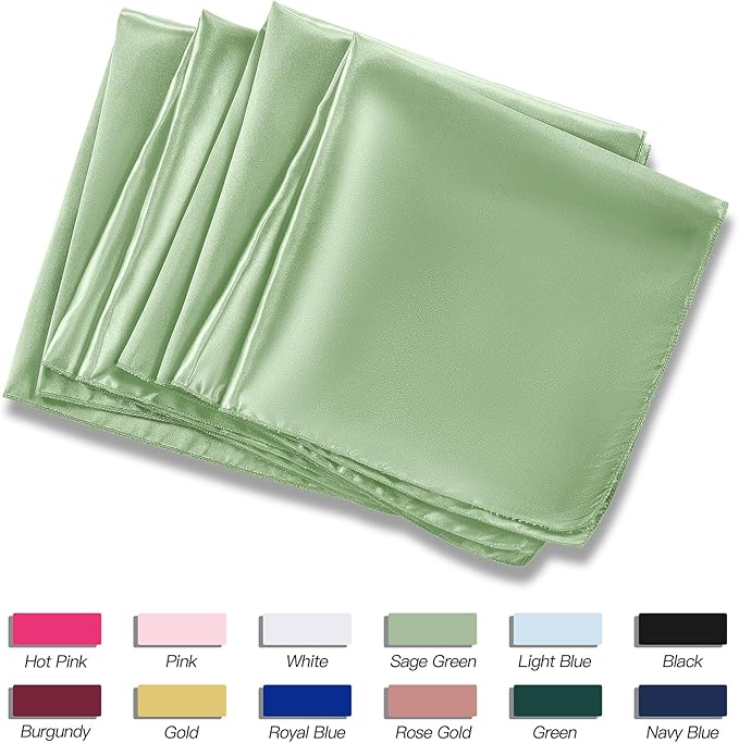 P Pothuiny 24 Pcs Silky Sage Green Satin Napkins 17 x 17 Inches, Square Smooth - Image 6