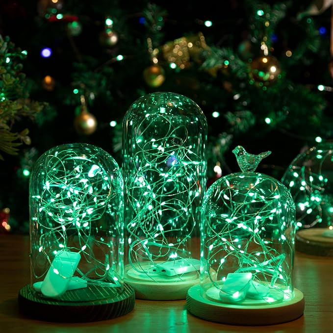 HXWEIYE 12 Pack 7ft 20LED Green Fairy Lights Battery Operated - Image 6