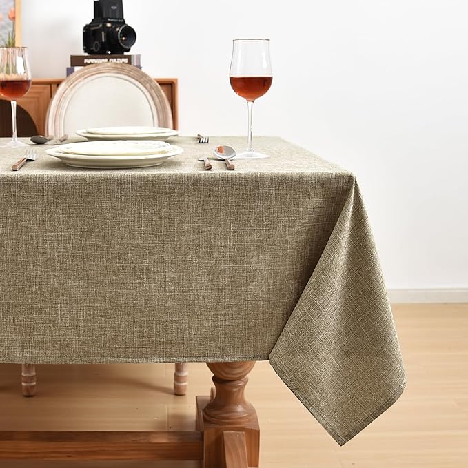 Fitable Linen Textured Tablecloths 2 Pack, Faux Burlap Rectangle Table Clothes - Image 4
