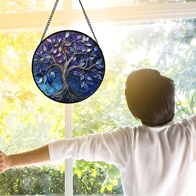 Stained Glass Window Hanging, and Mom 7.8 in - Image 2
