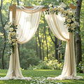 Wedding Arch Draping Fabric 2 Panels 18Ft Nude Sheer Chiffon Curtain Drapes 6 by Partisky