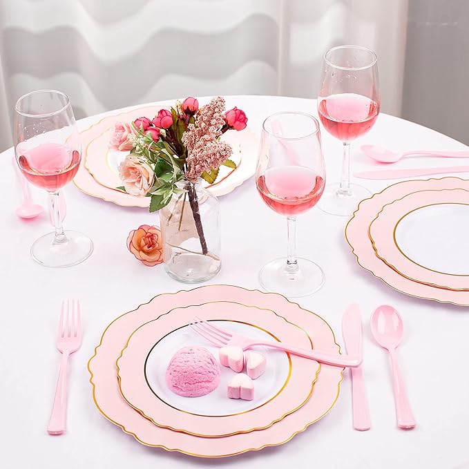 WDF 160 Piece Pink Plastic Silverware - Image 5