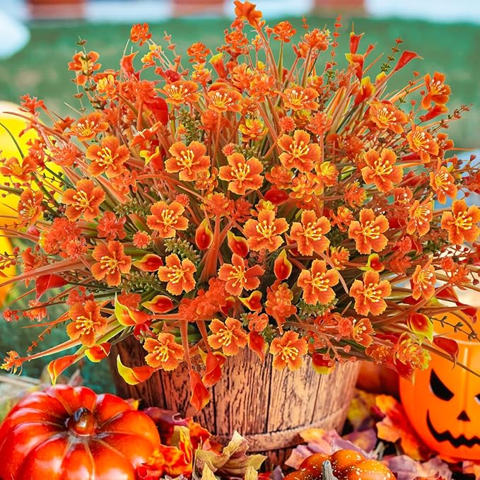 16Pcs Outdoor Fall Flowers UV Resistant Artificial Fall Flowers Autumn Plastic - Image 4