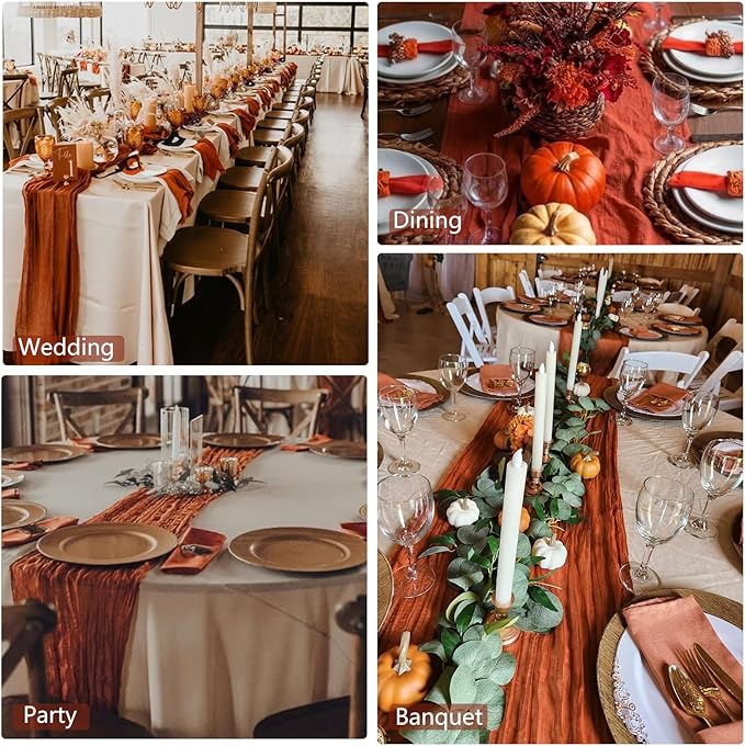12 Pack Terracotta Cheesecloth Table Runner 20 x 120 inch Gauze 10FT Semi Sheer - Image 6