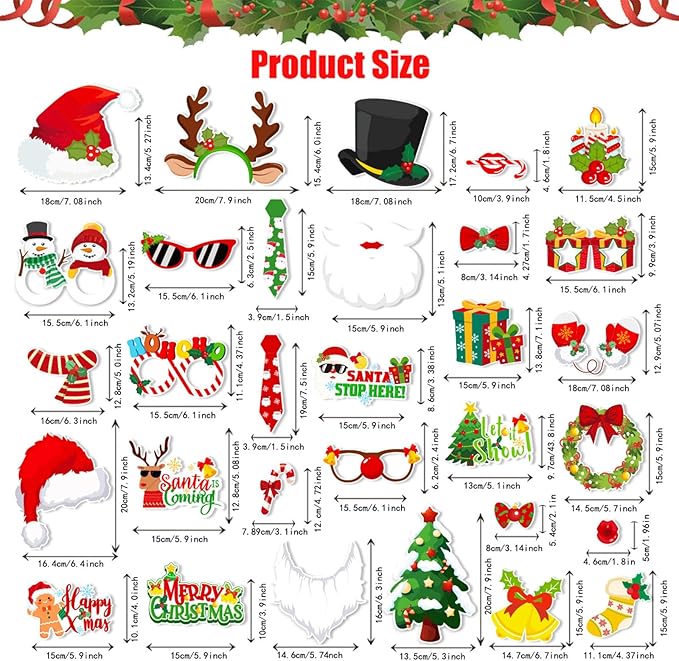 32 PCS Christmas Photo Props - Image 2