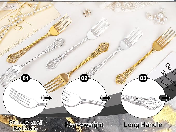75PCS Silver Plastic Forks - Image 8