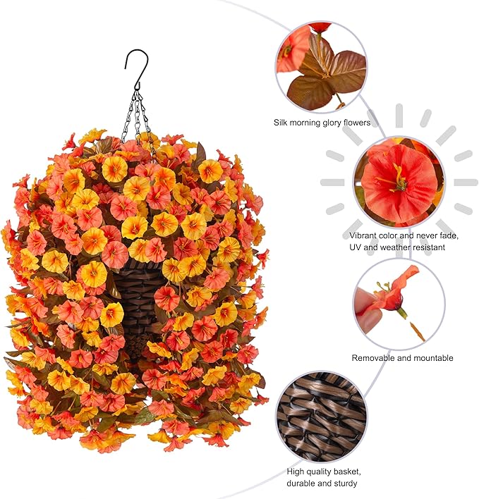 Artificial Fall Fake Hanging Flowers Plants Basket - Image 4