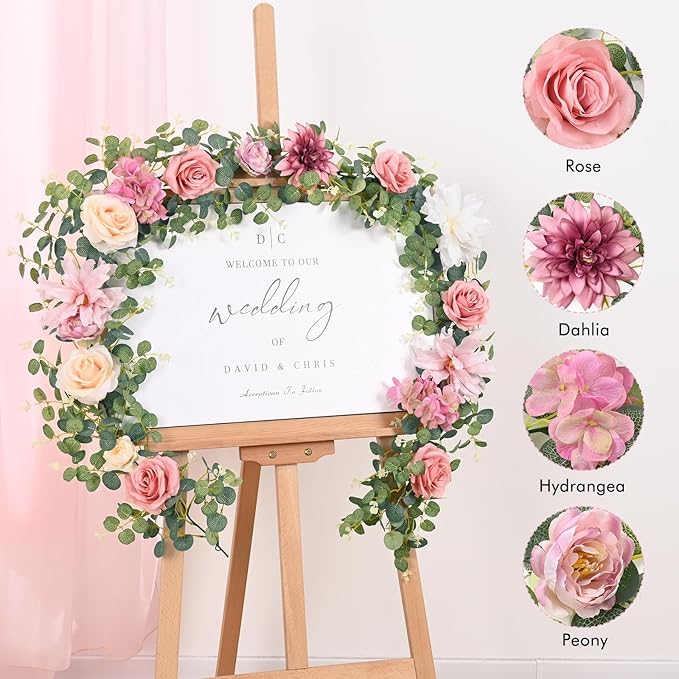 Waipfaru 2Pcs Artificial Flower Garland Decorations, 12.14Ft Eucalyptus - Image 4