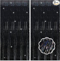 2 Pack Black Foil Fringe Curtain Backdrop Black Streamers Tinsel Backdrop by Unknown
