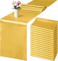 Aneco 16 Pack Satin Table Runner 12 x 108 Inch Gold Long Wedding Satin Silk by Aneco