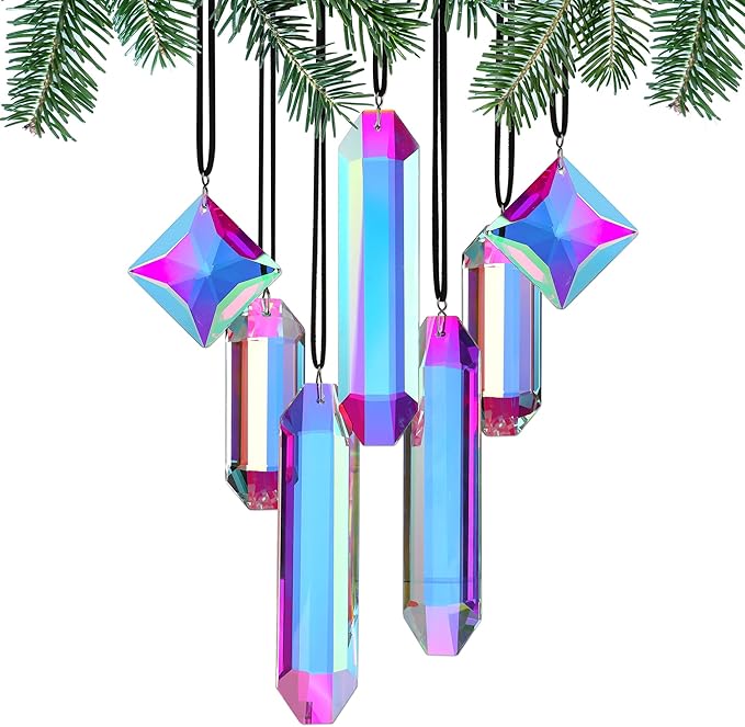 Crystal Prisms Ornament for Christmas Tree, 7 Pack Icicle Ornaments A/B Color - Image 9