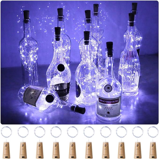 Aluan Wine Bottle Lights with Cork, Christmas Lights 10 Pack 20 LED Mini Fairy by Aluan