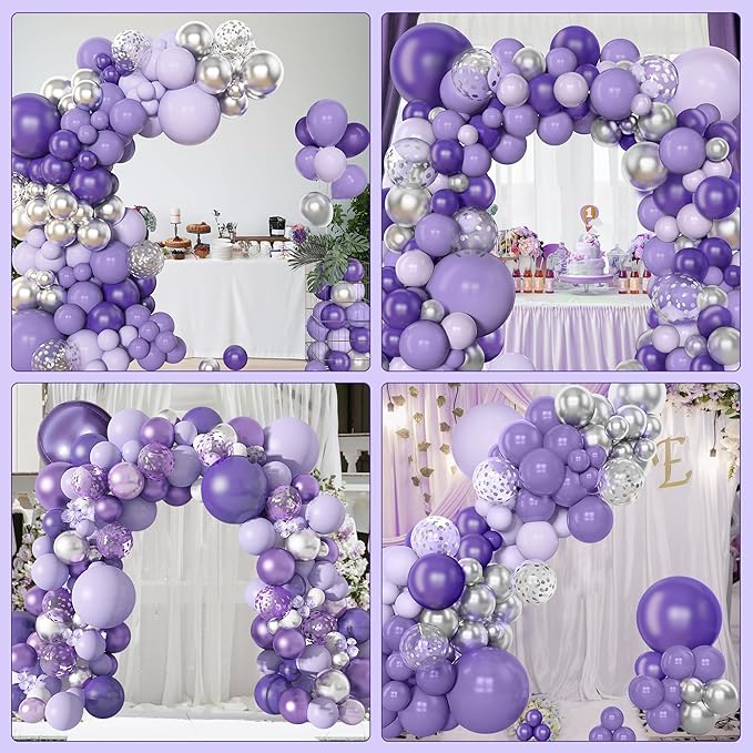 Amandir 153pcs Purple Balloon Garland Arch Kit, Different Sizes 18 12 10 5 inch - Image 6