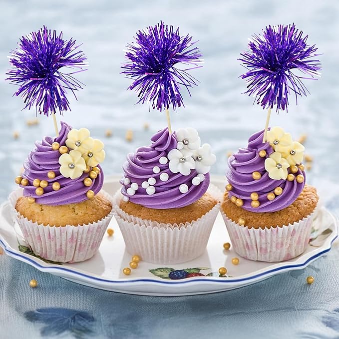 Ephlyn 30Pcs Foil Firework Cupcake Toppers Party Birthday Cake Toppers Supplies - Image 6