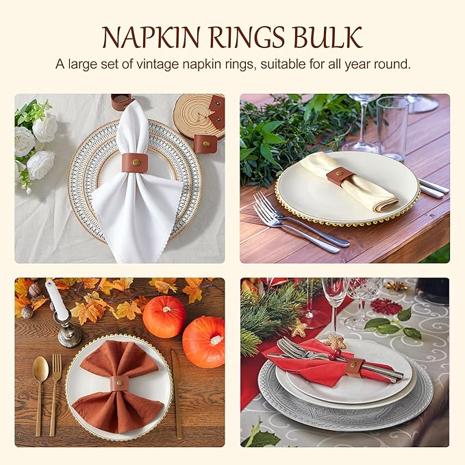 APTWOW Leather Napkin Rings Set of 12 - Image 7