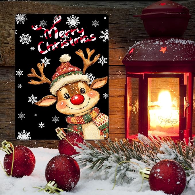 Merry Christmas Reindeer Metal Tin Sign - Image 5