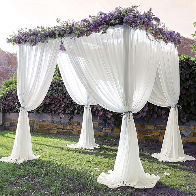 10ft x 10ft Beige Backdrop Curtains, Wrinkle-Free Sheer Chiffon Fabric Photo - Image 2